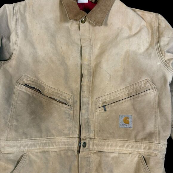 Carhartt Distressed Duck Coveralls L? Thrashed Grunge Americana Corduroy Collar - Picture 8 of 14